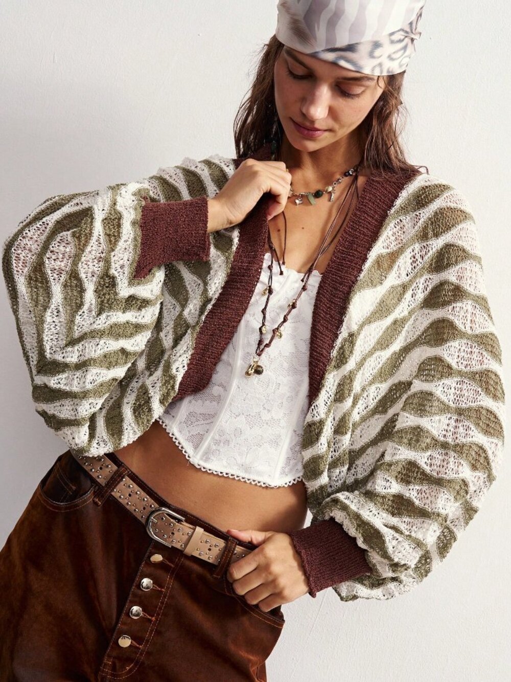 Multicolor Casual Women's Colorblock Versatile Knit cardigan Top - Picture 12 of 12